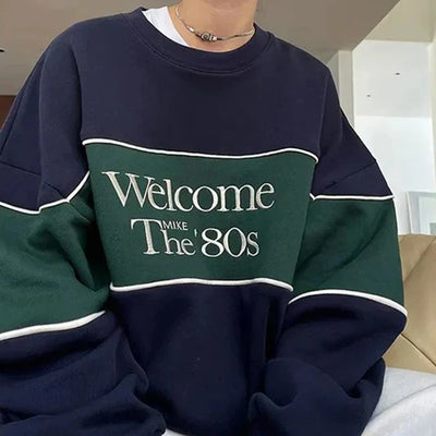 Maxine - sweat-shirt rétro avec inscription 'Welcome the 80s'