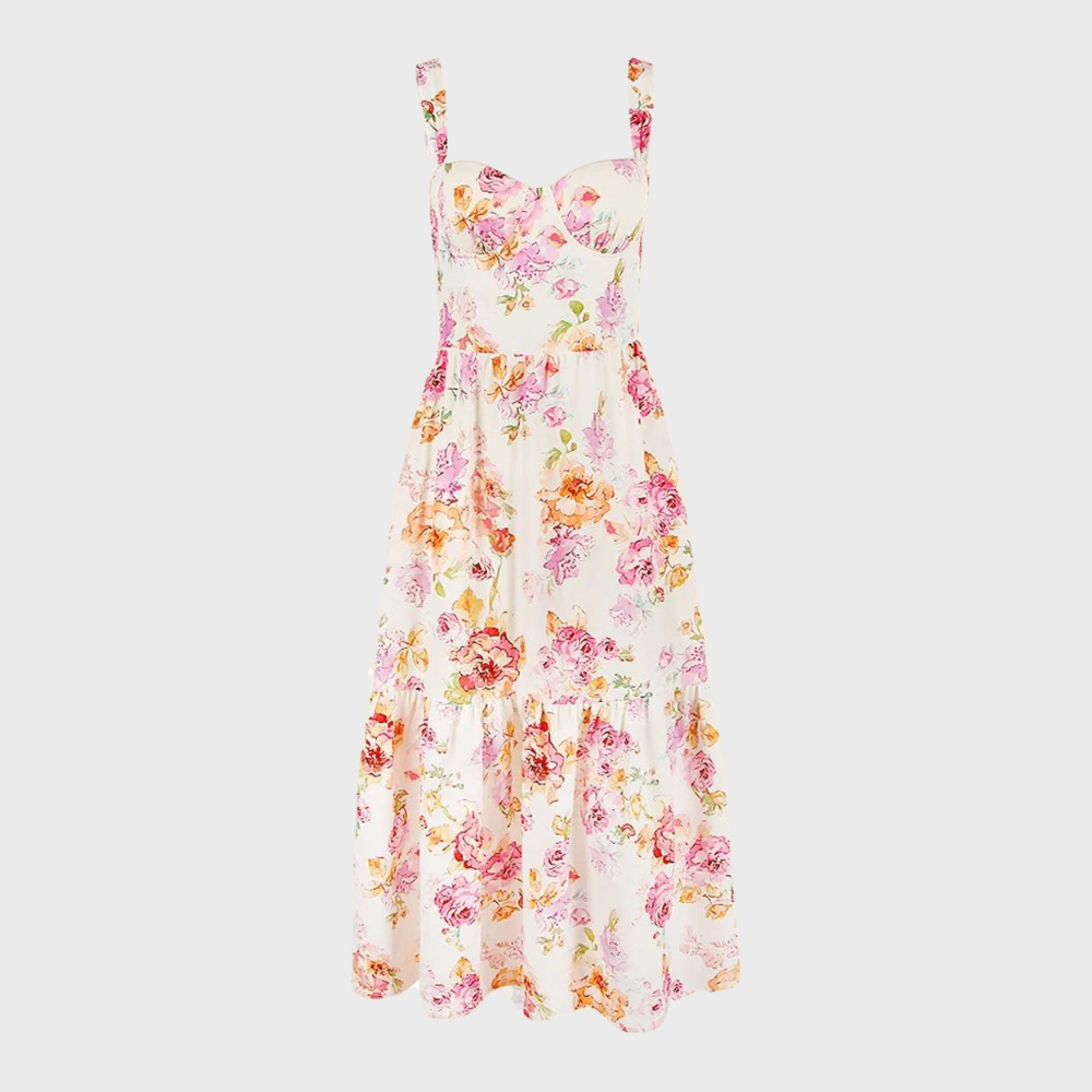 Bianca - robe d'été avec imprimé floral et ourlet volanté
