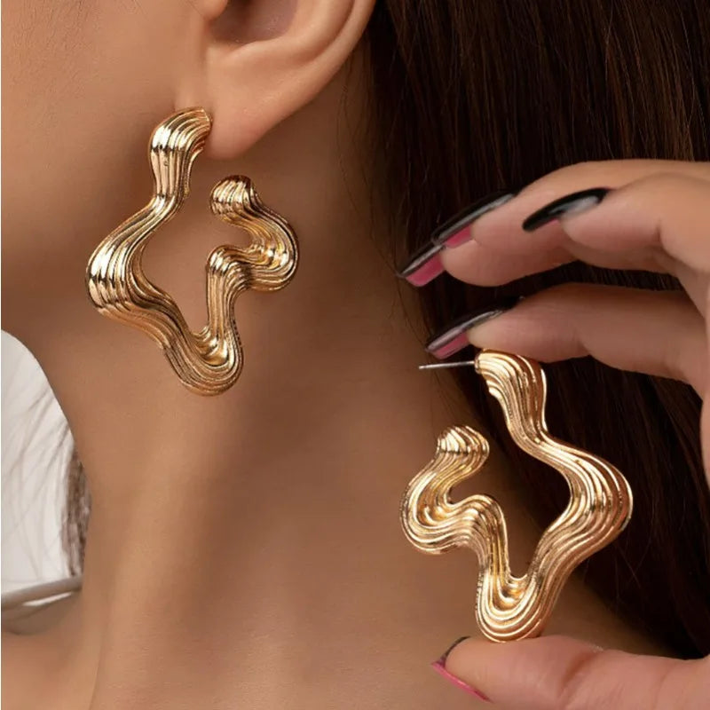 Sérénité - Boucles d'oreilles sculpturales ondulées