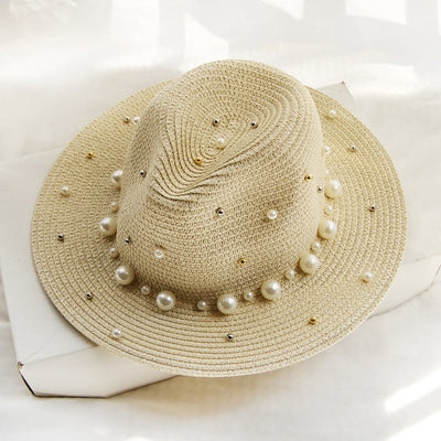 Celeste - Chapeau de soleil élégant avec décorations en perles