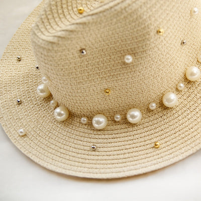 Celeste - Chapeau de soleil élégant avec décorations en perles