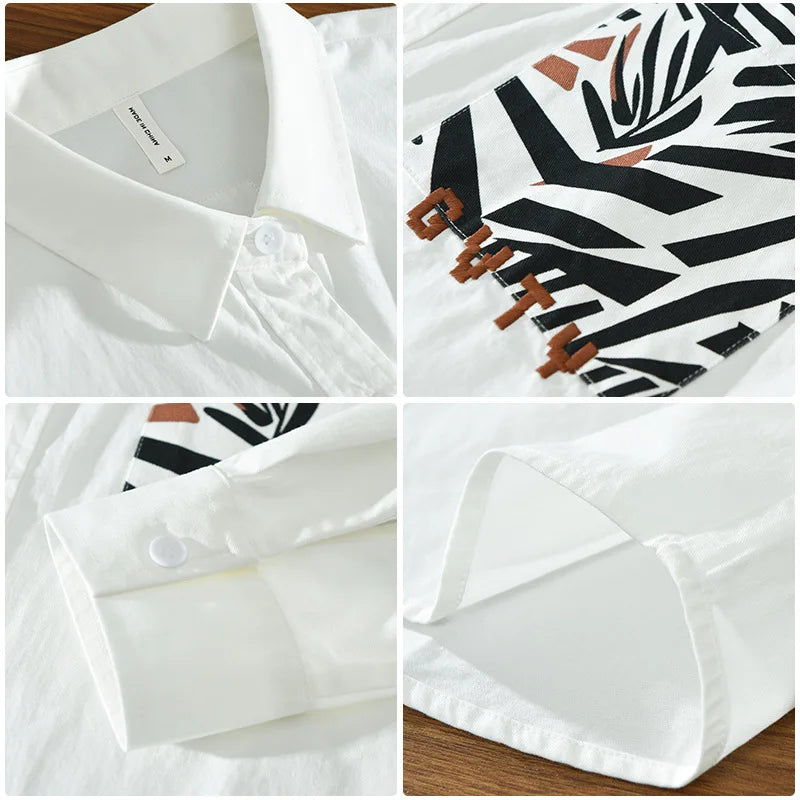 Maxim - Chemise blanche moderne avec poche zébrée