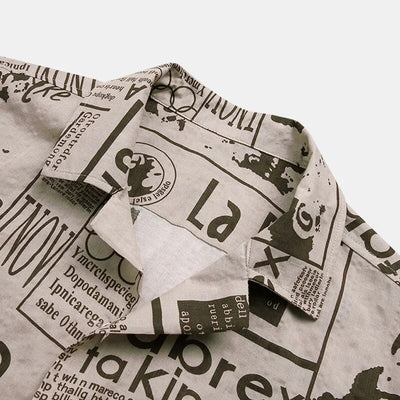 Valentino - Chemise imprimé journal avec patte de boutonnage