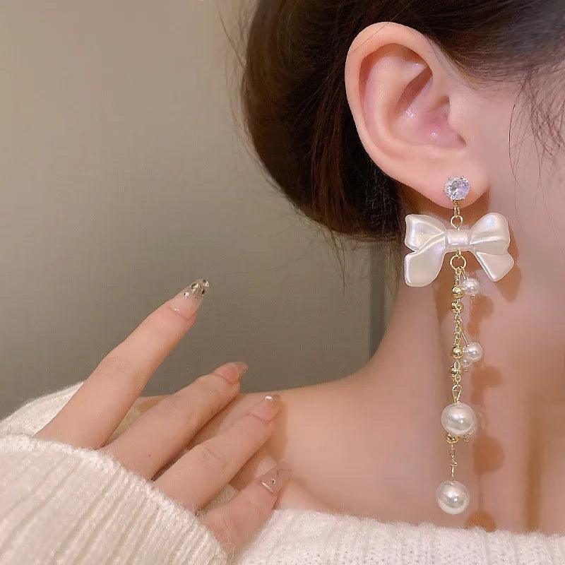 Sophia - Charmantes boucles d'oreilles boucles avec pendentif perle