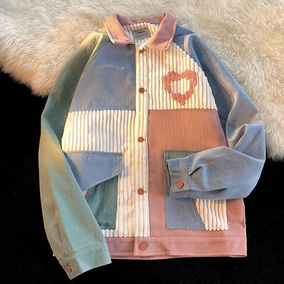 Harper - Veste vintage en velours côtelé avec design color-block