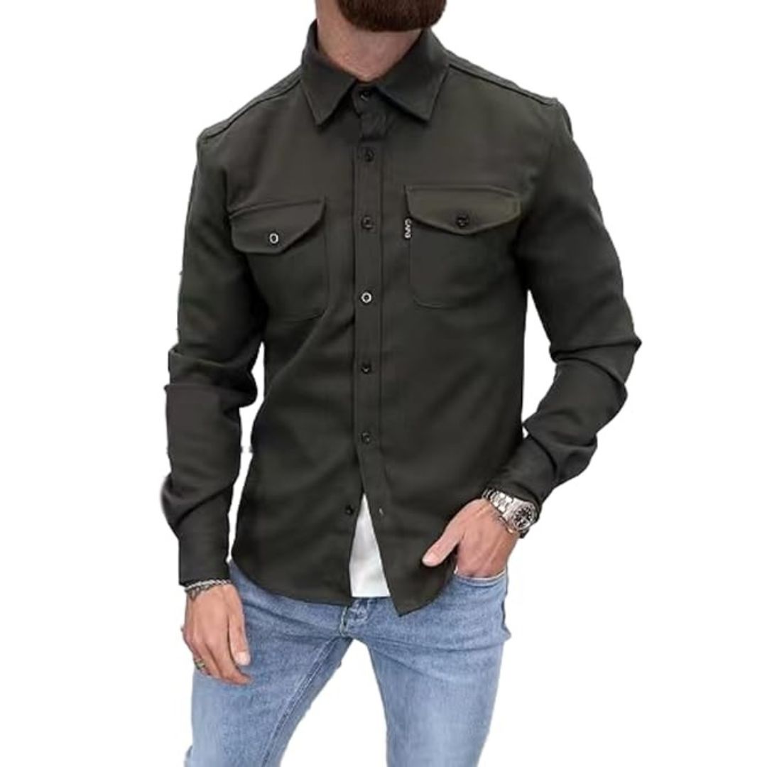 Landon - Chemise décontractée avec patte de boutonnage et poches à rabat