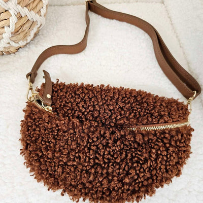 Cleo - Sac bandoulière en tricot structuré avec bandoulière en cuir