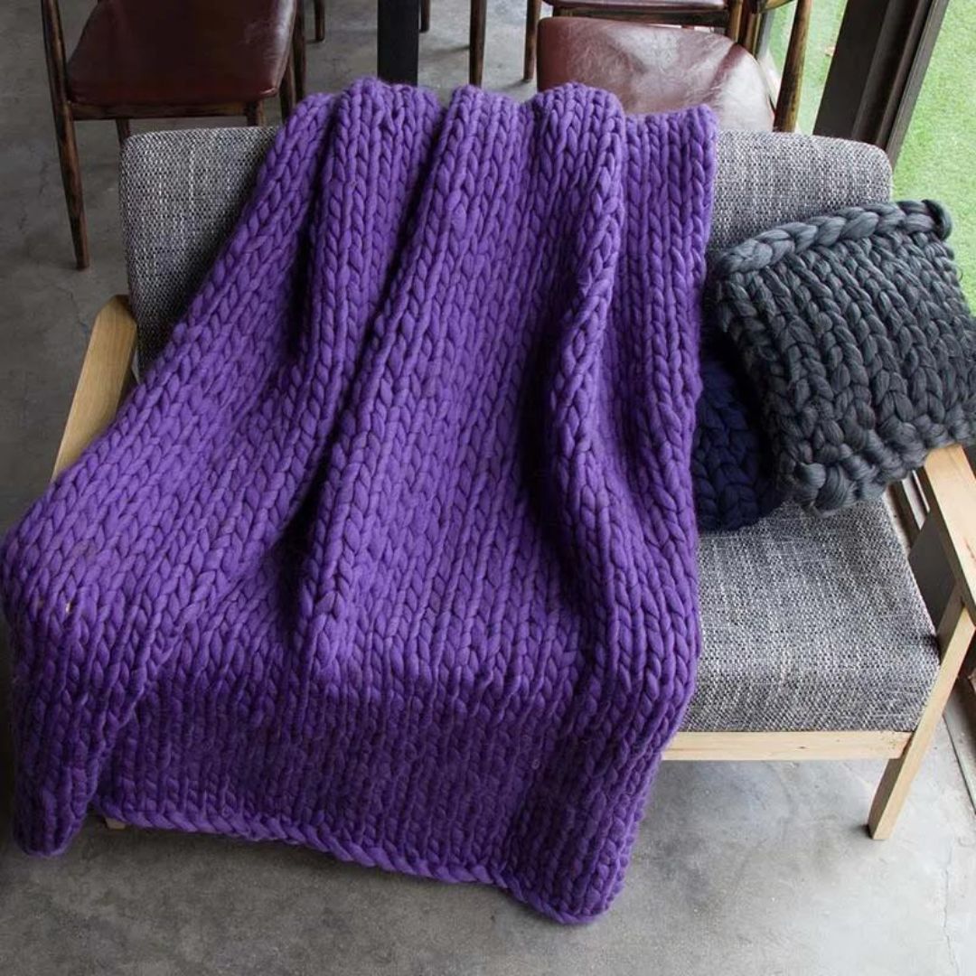 Valentina - Couverture douillette en gros tricot avec une texture douillette