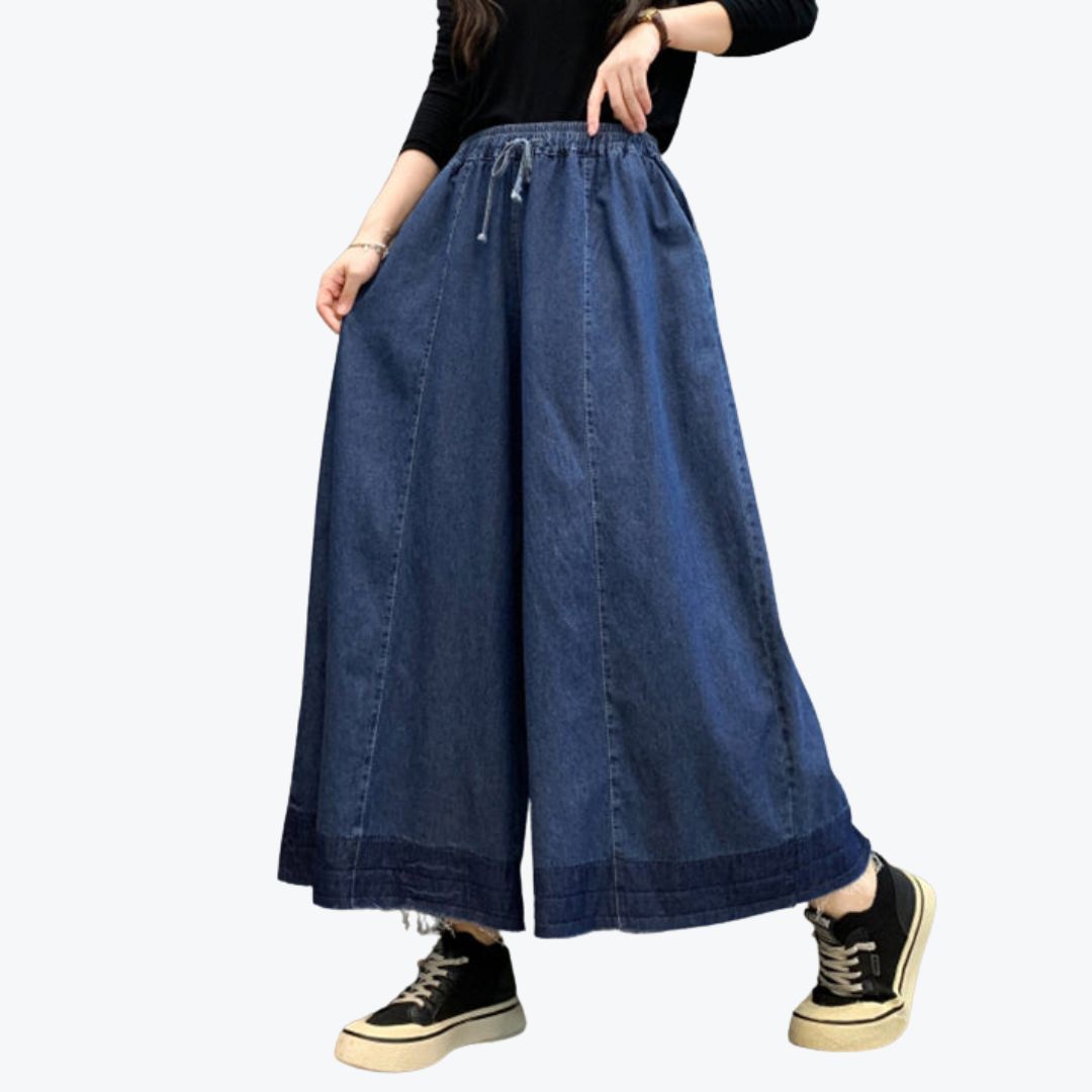 Hestia - La jupe-culotte polyvalente en jean avec taille à cordon