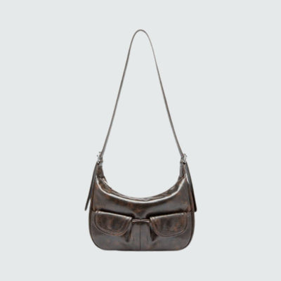 Clara - sac à bandoulière en cuir de style vintage avec poches
