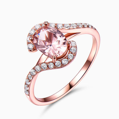 Eloise - Bague tourmaline rose Wave Design avec accents de diamants
