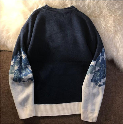 Sierra - Pull tricoté à motif paysager monochrome