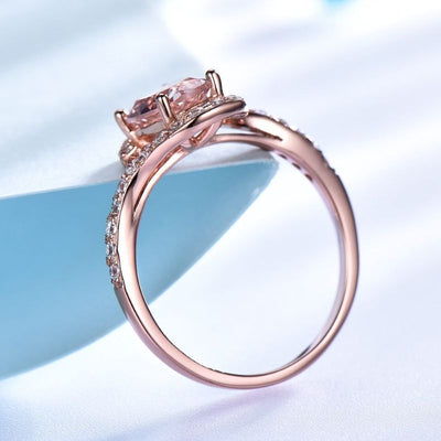 Eloise - Bague tourmaline rose Wave Design avec accents de diamants